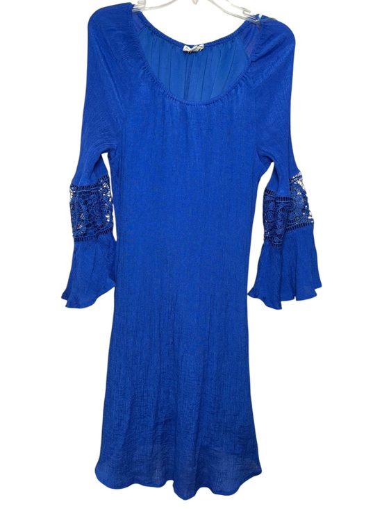 Indigo Rose Women’s Plus Size 2XL Royal Blue Bell Sleeve Lined & Stretchy Dress - Picture 2 of 8
